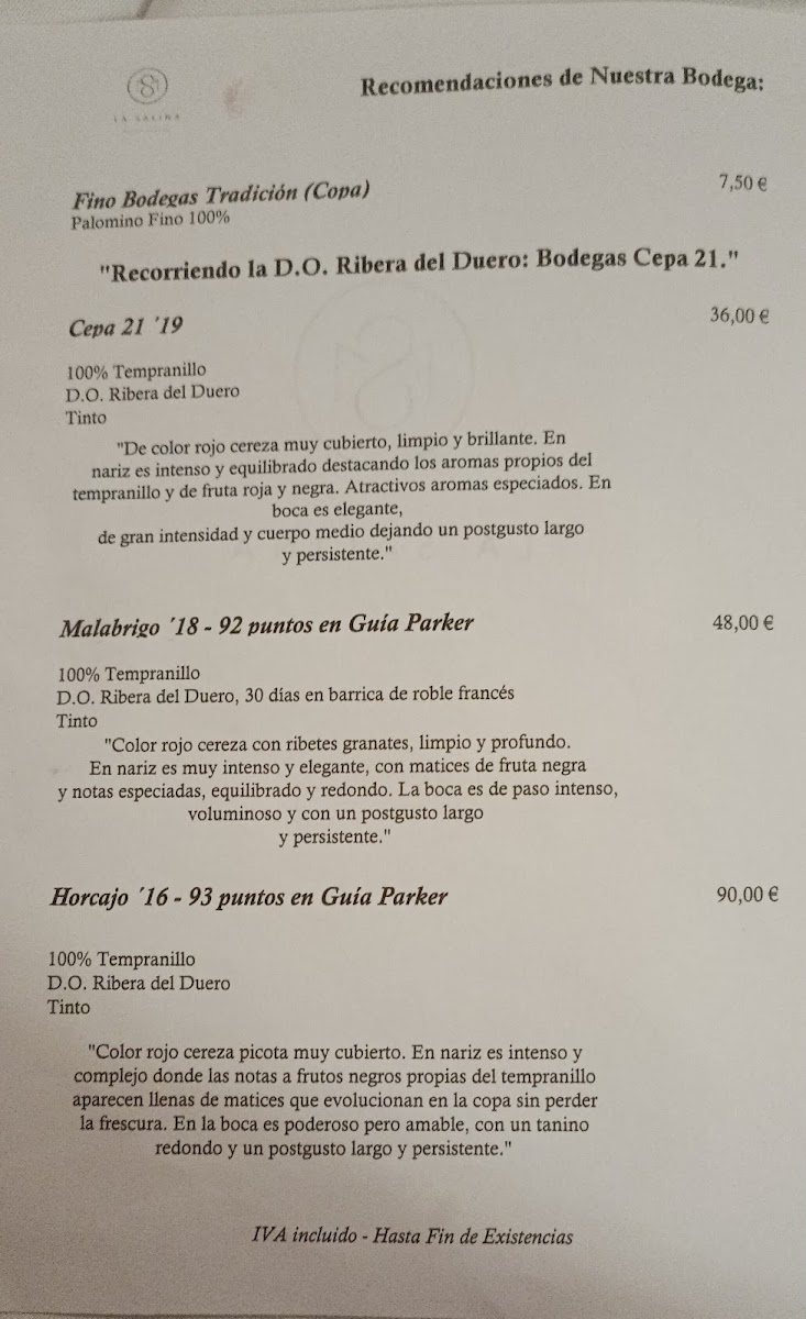 Menu Meson La Salina-2